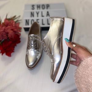Silver & white platform sneakers